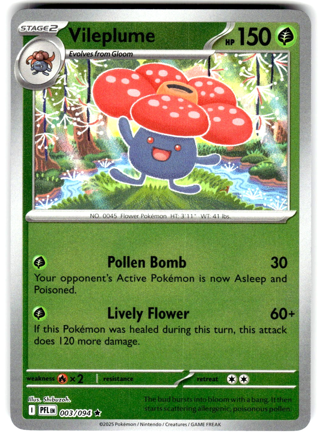 Pokemon 2025 ME02: Phantasmal Flames Card #3 Vileplume Reverse Foil