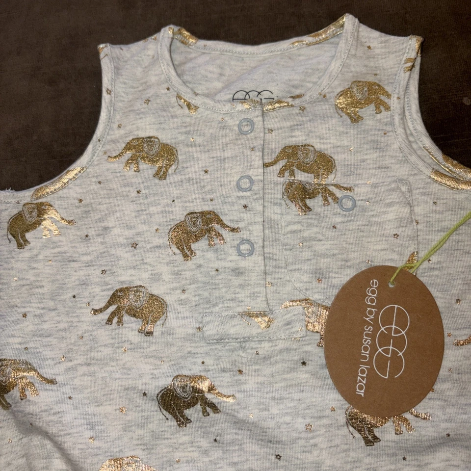 Huevo Susan Lazar Elefante Lámina Oro Estampado Tejido Burbuja 6 Meses Bebé Foto 2 de 3