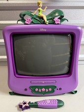 DISNEY TINKERBELL FAIRIES VINTAGE PURPLE CRT TV 13" F1310ATVD PLEASE READ