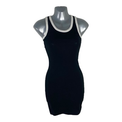 Divided Black Mini Dress Contrast White Trim Ribbed Women's UK Size XS
