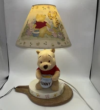 Vtg Winnie The Pooh Stuffed Plush Hunny Nursery 15.5" Tall Lamp w/ Shade-Working