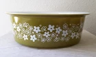 Vintage Pyrex 4 Qt Big Bertha Spring Blossom Green Crazy Daisy Dish #664 NO LID