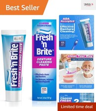 ADA Approved Mint Denture Cleaner Paste for Fresh Breath  Gentle Care, 3.8 oz
