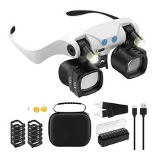 Brille für Präzise Arbeiten, Juwelierlupe mit Licht und 5 Austauschbaren Li9005