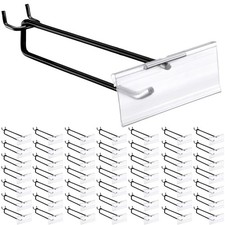 100 Pack 8 Inch Black Metal Peg Board Hooks with Clear 8 Inch,