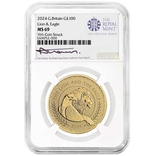 2024 U.K. 100 Pound British Lion & Eagle Gold Britannia 1 oz NGC MS69 First 5326.78 per troy oz