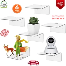 6 Pack Small Floating Shelves for Wall 4'' Acrylic Mini Shelf for Bedroom, Offic