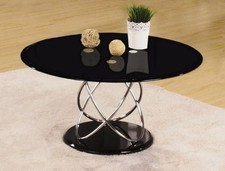 BLACK COFFEE TABLE HIGH GLOSS ROUND ECLIPSE LIVING ROOM FURNITURE