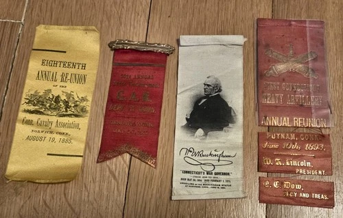 1884, 1885, 1993 & 1937 Connecticut GAR Ribbons