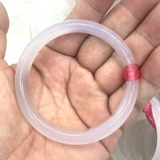 Certified 52.-68mm 100 Natural A icy white chalcedony agate Bangle Bracelet