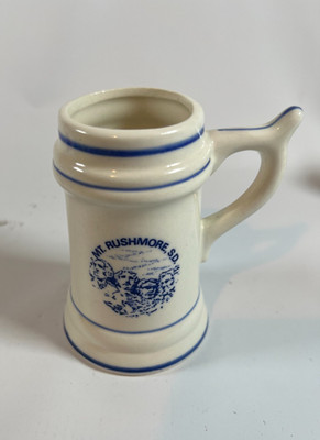 Vintage 3.25'' Mount Rushmore Souvenir Mini Delftware Ceramic Stein