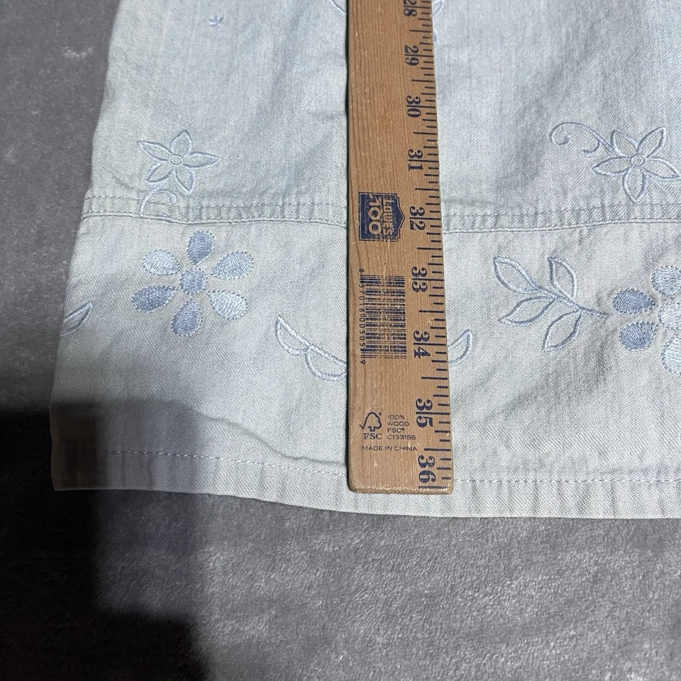 Vestido vaquero vintage años 90 Liz Claiborne para mujer 6 lavado claro floral bordado Foto 4 de 4