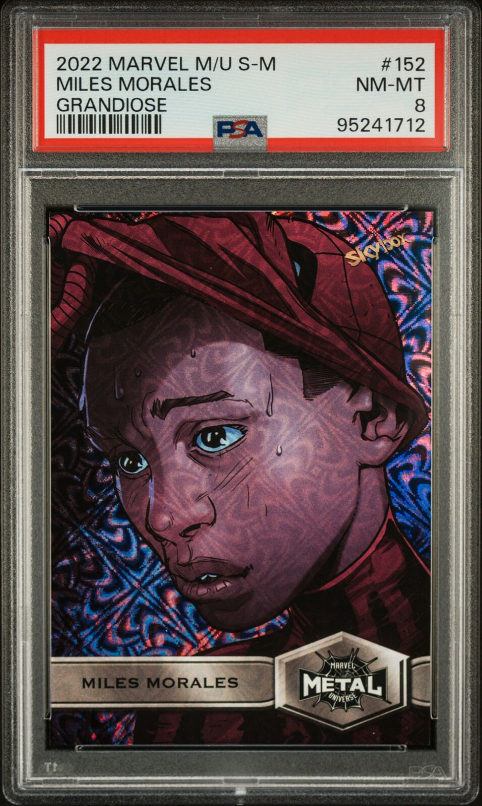 MILES MORALES PSA 8 2022 Skybox Marvel Metal Universe Spider-Man Grandiose #152