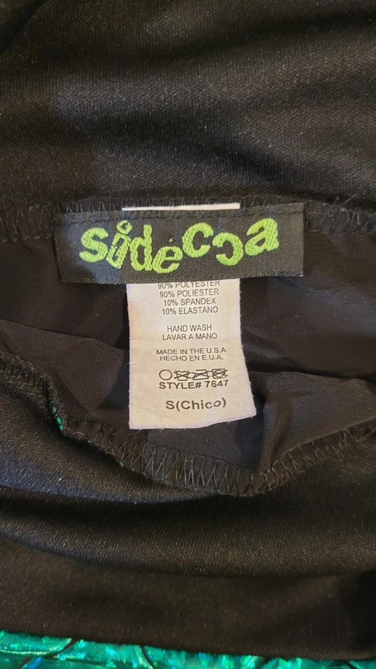 Sidecca Faux Leather Wet Look Metallic Mermaid Costume Skirt Kelly Green Adult S - Image 2 of 4