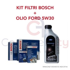 KIT TAGLIANDO FILTRI BOSCH + OLIO ORIGINALE 5W30 FORD KA 1.2 51KW 69CV BENZINA