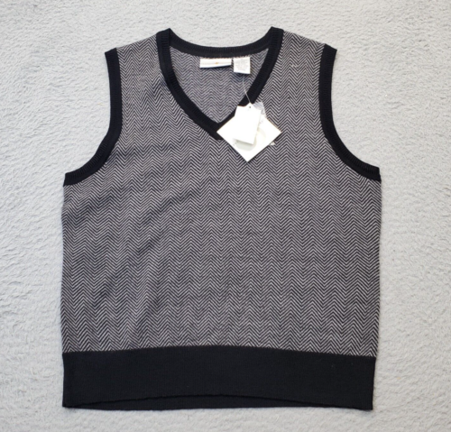 Preswick & Moore Sweater Vest Women's Medium Multi Herringbone Sleeveless V Neck