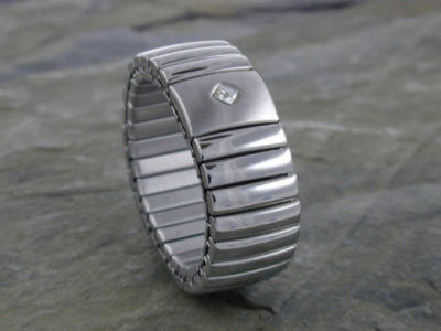 Edelstahl Ring Zugring Zirkonia dehnbarer Damen Bandring breiter Neuer 