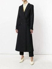 CELINE PHOEBE PHILO BLACK WOOL DOUBLE BREASTED COAT SIZE 36