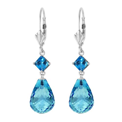 11,0 Karat 14K Weißgold Leverback Elegante Edelstein Ohrringe Blau Topas - Bild 2 von 4