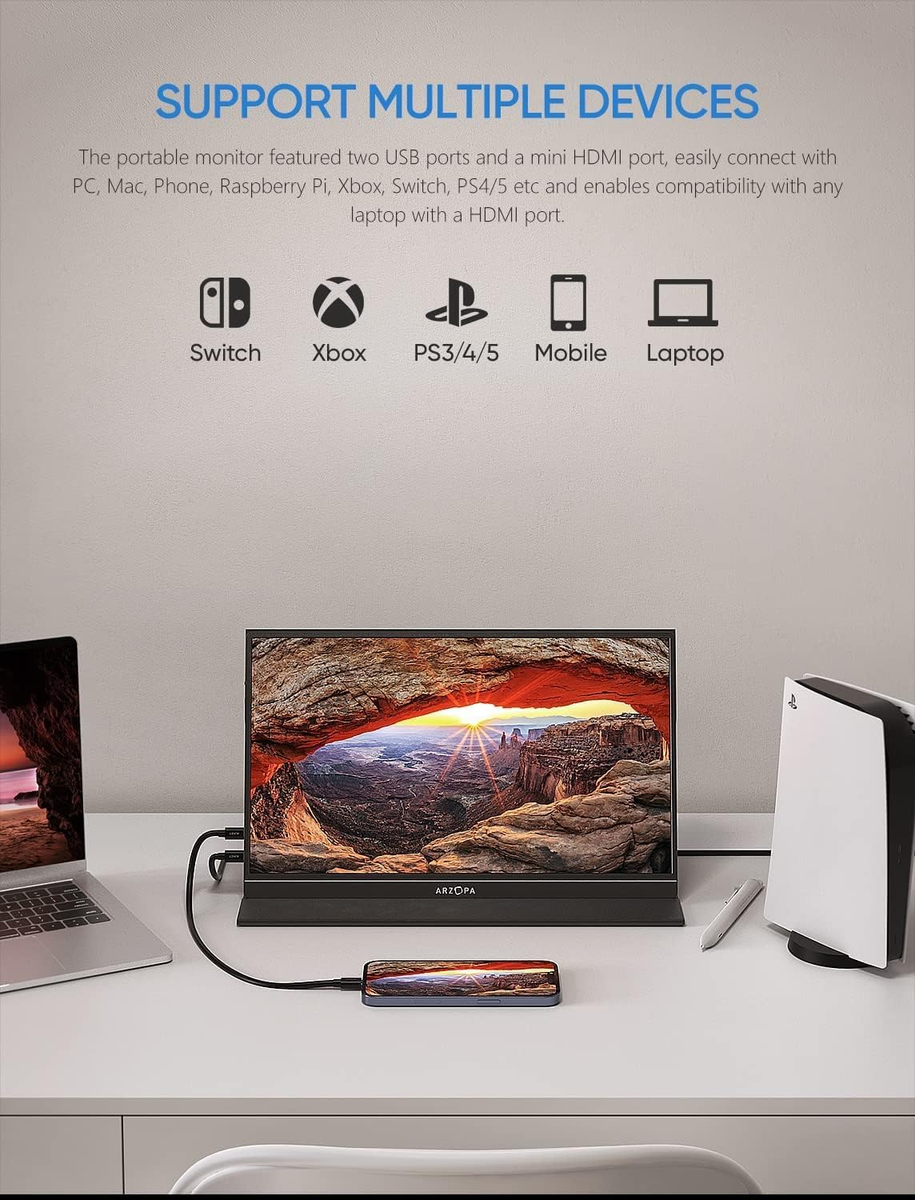Monitor Portátil USB-C De 15.6 Pulgadas 4K UHD 2160p - Usado, VESA, Con Altavoces (Modelo EVICIV EV156C10)