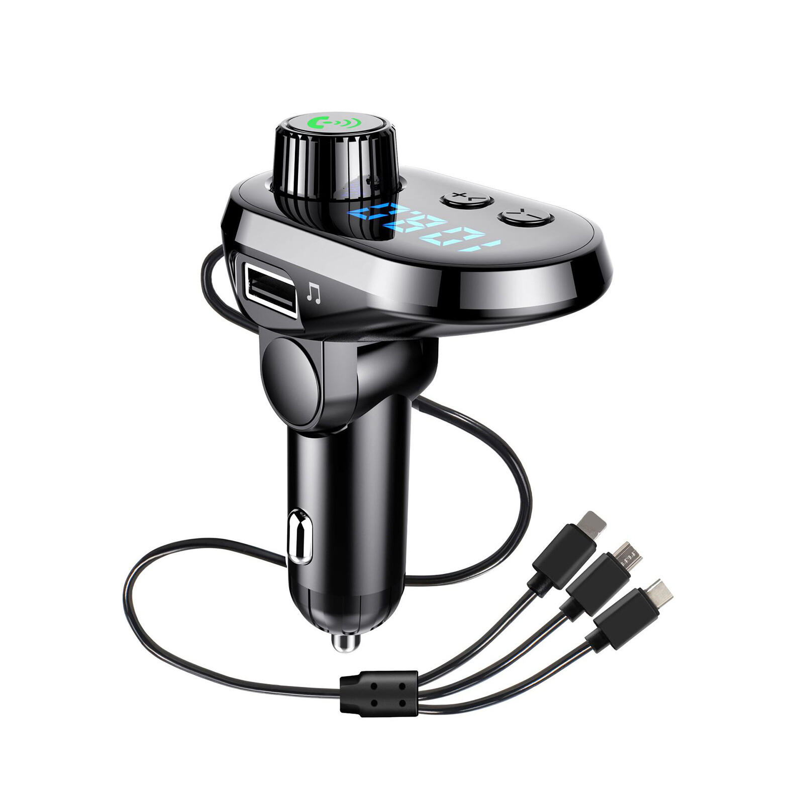 Wireless Bluetooth Car Charger FM Transmitter with MP3 Player and TF Card Slot  