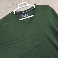 Club Room Sweater Mens L Green V Neck Merino Wool Blend Quiet Luxury Preppy 90s
