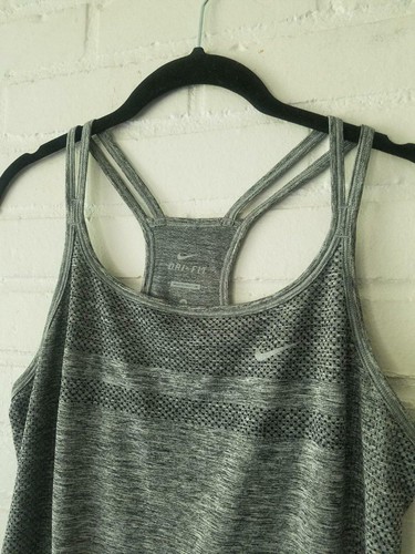 Canotta Nike donna taglia S Dri-fit grigia in maglia con spalline running 645032 nuova senza etichette funzionante - Foto 6 di 6