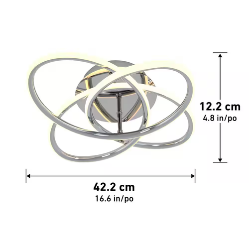 Swirl Butterfly 16 In. 1-Light Modern Chrome Integrated LED Flush Mount Ceiling - Picture 8 of 8