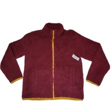 Amazon Essentials Boys Burgandy Polar Fleece Lined Sherpa Jacket Size Large New