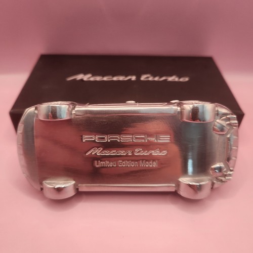 Porsche Macan Turbo Ltd Ed Model Chrome / Aluminum Paperweight Office Decor 1:43 - Picture 2 of 5