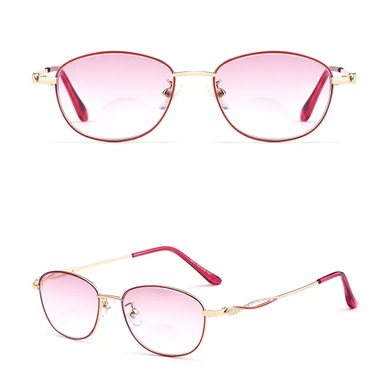 Womens Reading Glasses Ultralight Bifocal Gradient Pink Tinted