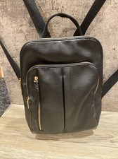 Black leather backpack purse with gold tone hardware