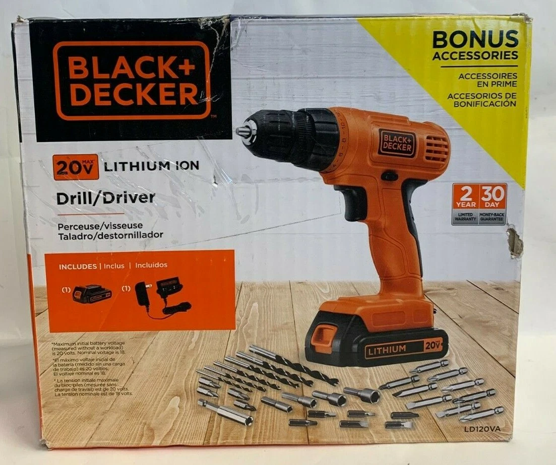 BLACK+DECKER LD120VA 20V Cordless Drill Set with Accessories (NO BATTERY)