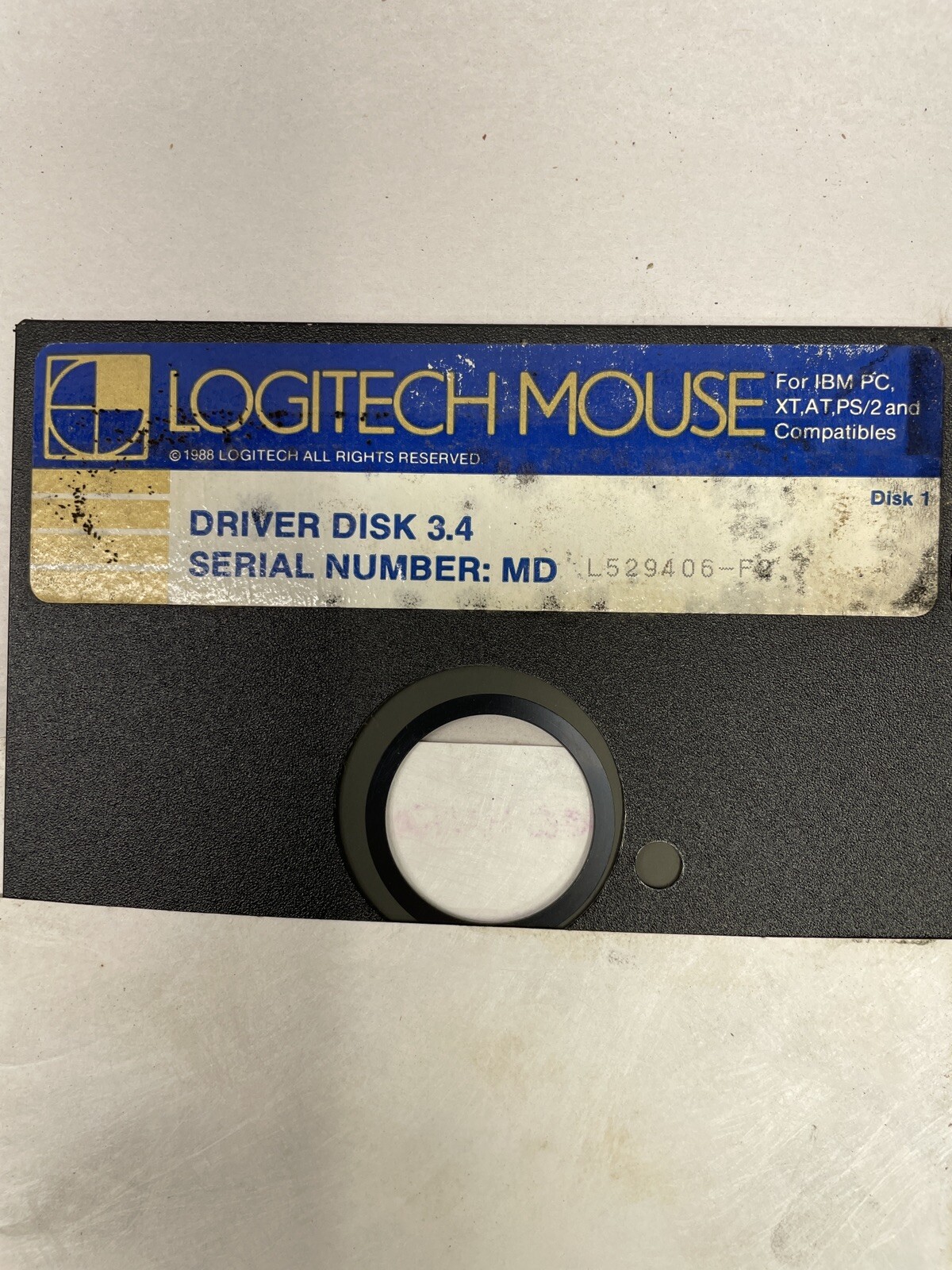 Vintage Logitech Mouse 5.25” Disc Serial L522827-f2 1988 A111 | eBay
