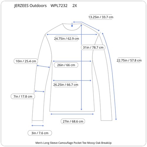 Jerzees Outdoors Camo Long Sleeve T-Shirt Men’s 2XL Pocket Tee Ribbed Knit Cuffs - Picture 2 of 22