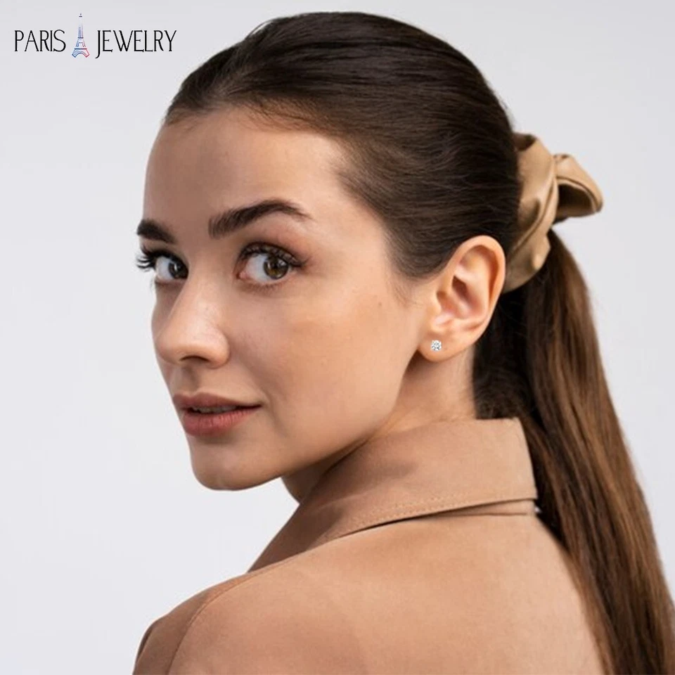 14k Rose Gold 1/4 Carat Created Diamond Round 4 Prong Solitaire Earrings 4mm - Image 2 of 4