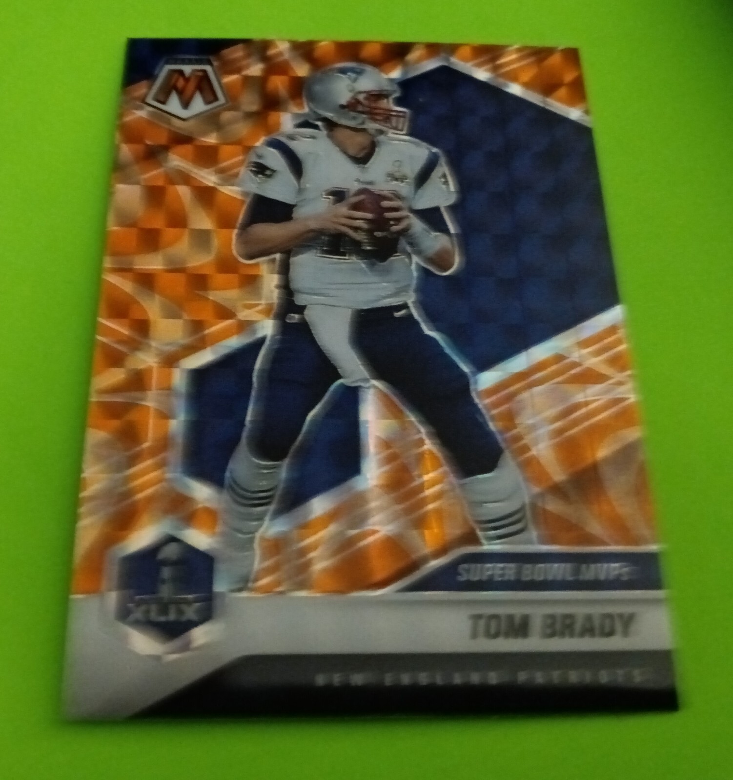 Tom Brady 2021 Panini Mosaic Super Bowl MVPs ORANGE Reactive PRIZM SP #283 MINT