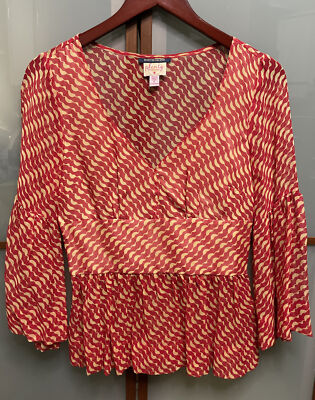 Plenty By Tracy Reese Boston Proper Boho Tunic Bell Sleeve Blouse Top Tee Size 6