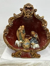 TII Collections Ceramic Holy Family Nativity Manger Scene Vintage Tealight Rare