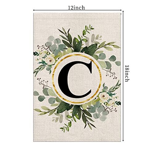 Monogram Letter Garden Flag, 12x18 Inch Floral Garden Flag Garden Letter C - Picture 2 of 7