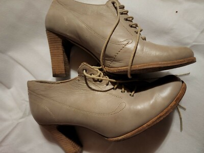 Womens Timberland Marge 67613 Bone Leather Lace Up High Heel