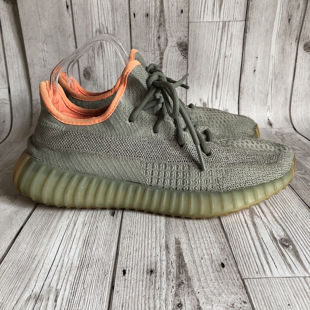 Adidas Yeezy Boost 350 V2 Desert Sage Trainers Size UK FX9035 Green/Orange