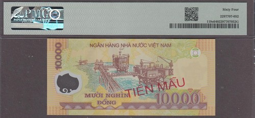 Vietnam 10000 Dong Polymer Specimen Banknote P-119s ND(2006-23) PMG 64 - 第 2/2 張圖片