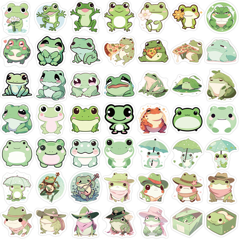 100 Sheets Cute Animal Frog Cartoon Stickers Decals Laptop Notebook ...