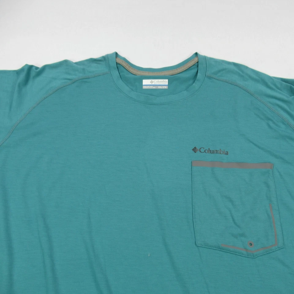Columbia Shirt Mens 2XL Short Sleeve Green Lightweight Casual Workout Pocket - Изображение 2 из 4