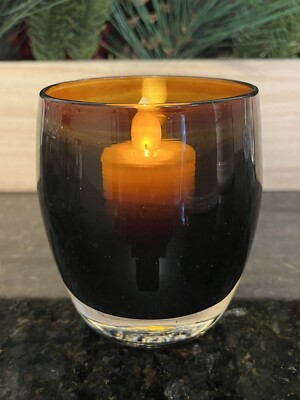 Glassybaby Brown Blown Glass Candle Holder Votive Dad? Cognac? No Chips Trisk