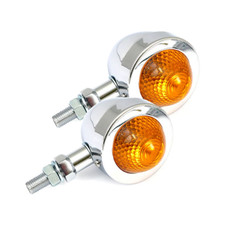 Coppia Frecce Bullet Moto Cromate Universali Omologate Cafè Racer Harley Custom