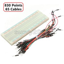 830 Tie Points Solderless PCB Breadboard MB102 65Pcs Jumper cable wires
