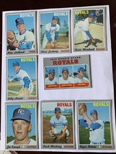 1970 Kansas City Royals Topps MLB baseball trading cards - 8 of them