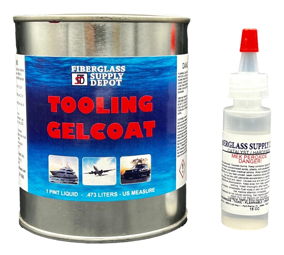 FIBERGLASS SUPPLY DEPOT Red Tooling Gelcoat (Pint ) & 15cc Hardener